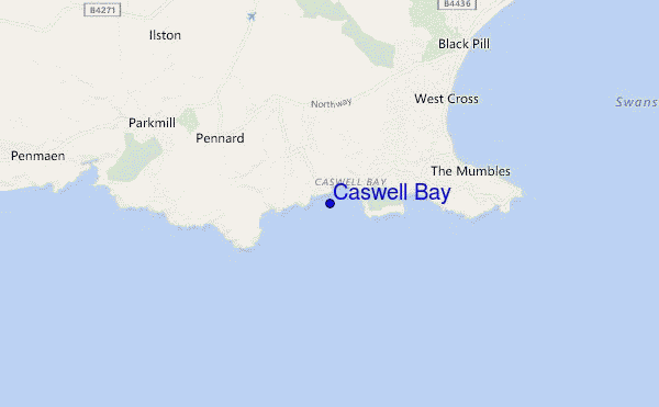 mapa de localização de Caswell Bay