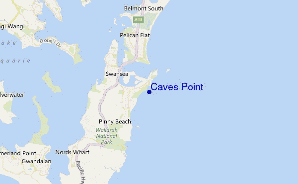 mapa de localização de Caves Point