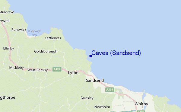 mapa de localização de Caves (Sandsend)