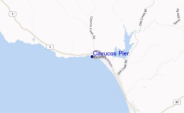 mapa de localização de Cayucos Pier