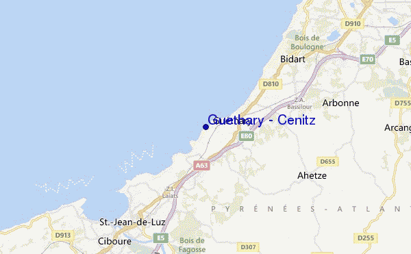 mapa de localização de Guethary - Cenitz