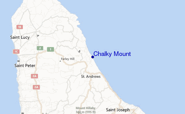 mapa de localização de Chalky Mount