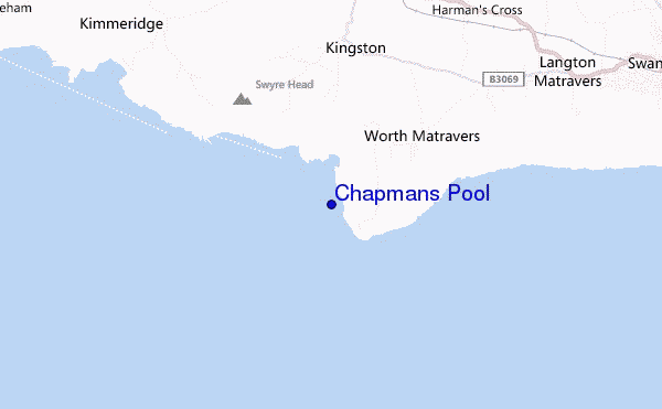 mapa de localização de Chapmans Pool