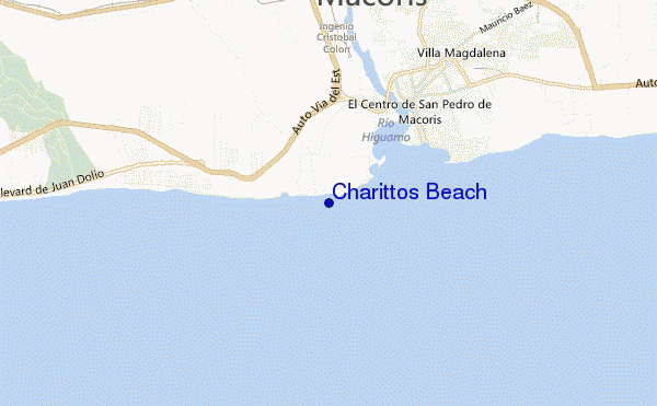 mapa de localização de Charittos Beach