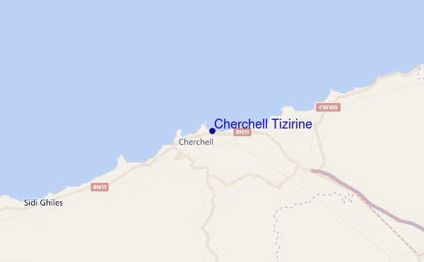 mapa de localização de Cherchell Tizirine
