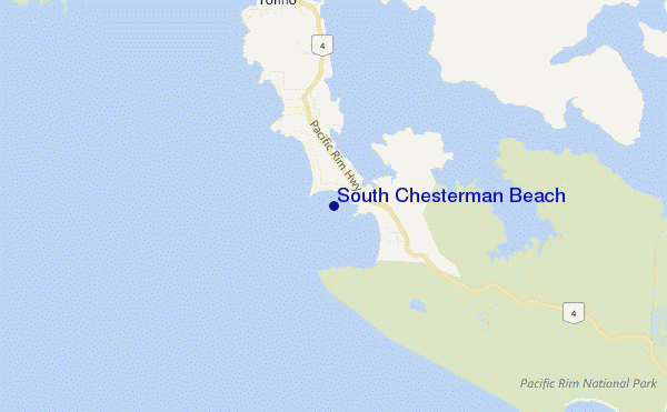 mapa de localização de South Chesterman Beach