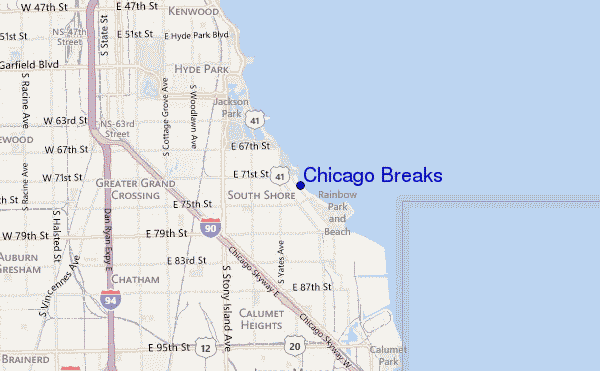 mapa de localização de Chicago Breaks