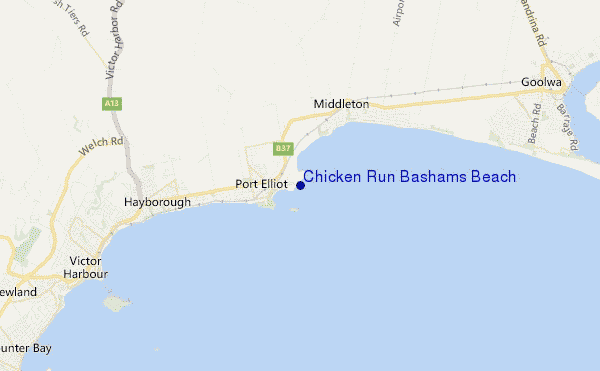 mapa de localização de Chicken Run Bashams Beach