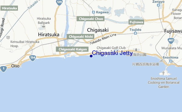 mapa de localização de Chigasaki Jetty
