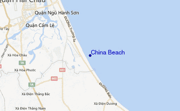 mapa de localização de China Beach