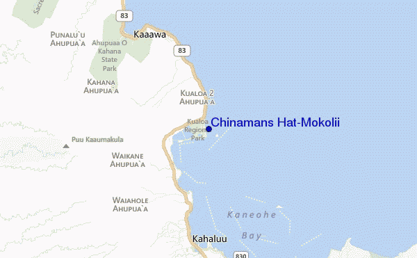 mapa de localização de Chinamans Hat/Mokolii