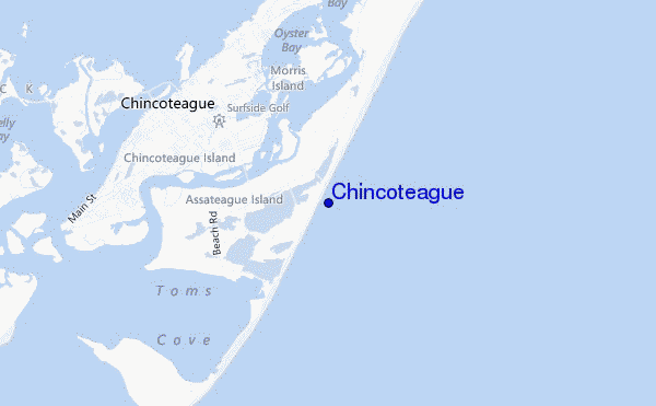 mapa de localização de Chincoteague