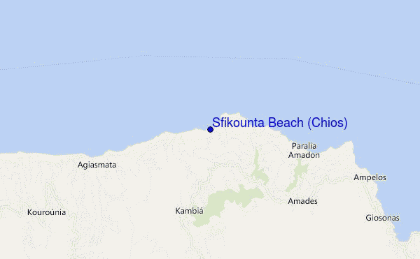 mapa de localização de Sfikounta Beach (Chios)
