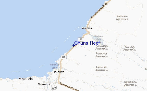 mapa de localização de Chuns Reef