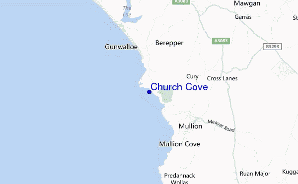 mapa de localização de Church Cove