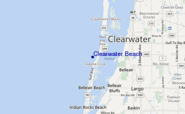 mapa de localização de Clearwater Beach