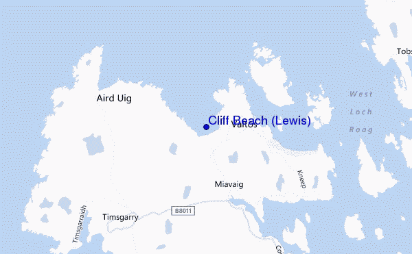 mapa de localização de Cliff Beach (Lewis)