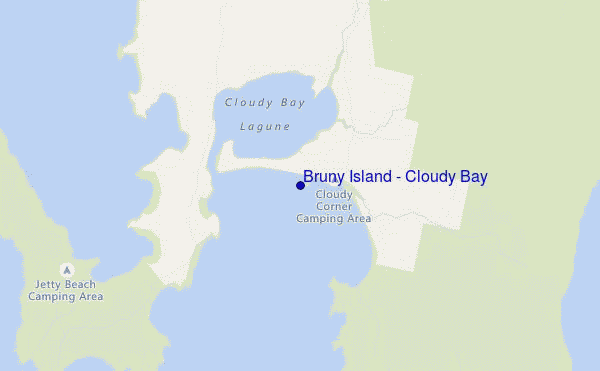mapa de localização de Bruny Island - Cloudy Bay