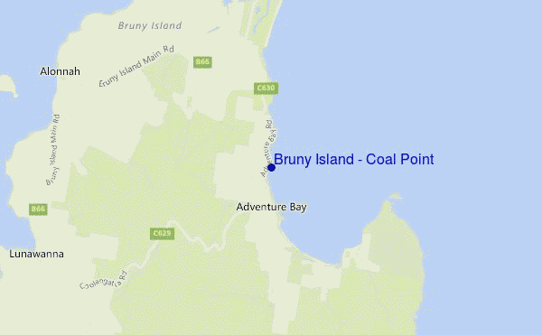 mapa de localização de Bruny Island - Coal Point