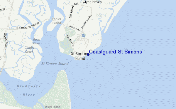 mapa de localização de Coastguard/St Simons