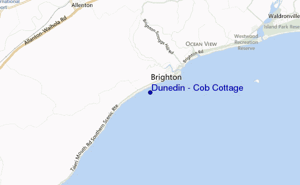 mapa de localização de Dunedin - Cob Cottage