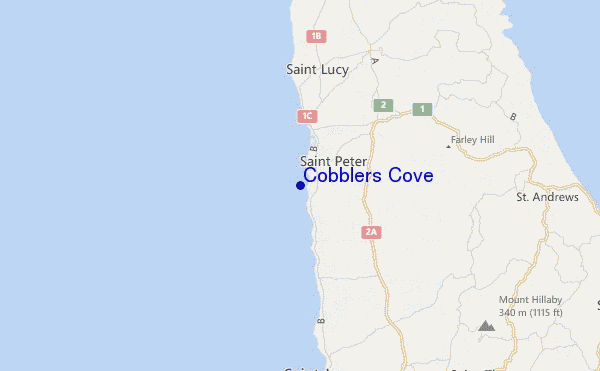 mapa de localização de Cobblers Cove