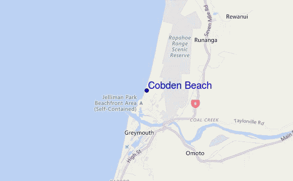 mapa de localização de Cobden Beach