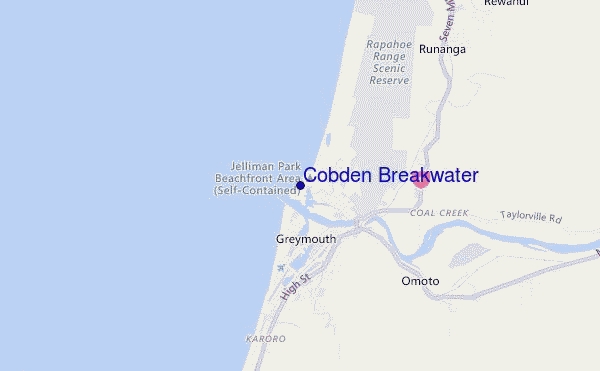 mapa de localização de Cobden Breakwater