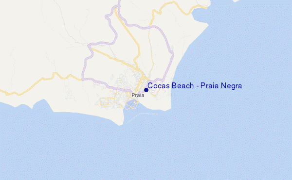 mapa de localização de Cocas Beach / Praia Negra