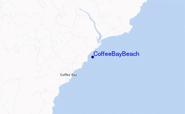 mapa de localização de Coffee Bay Beach