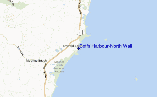 mapa de localização de Coffs Harbour-North Wall