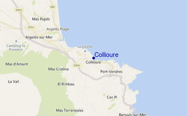 mapa de localização de Collioure