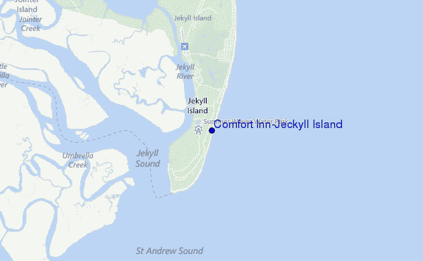 mapa de localização de Comfort Inn/Jeckyll Island