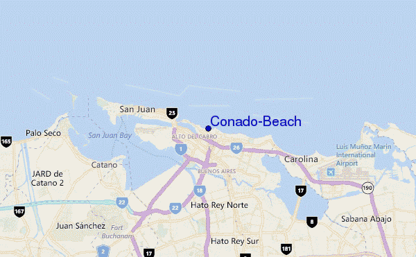 mapa de localização de Conado-Beach