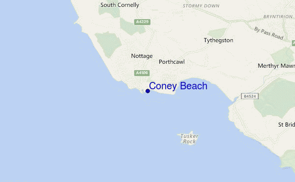 mapa de localização de Coney Beach
