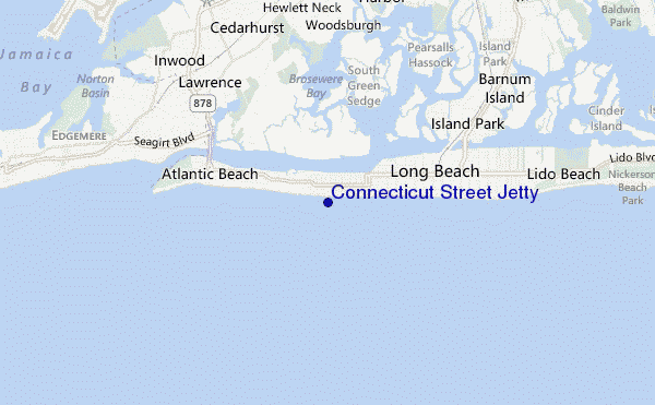 mapa de localização de Connecticut Street Jetty