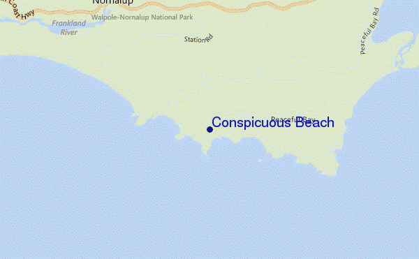mapa de localização de Conspicuous Beach