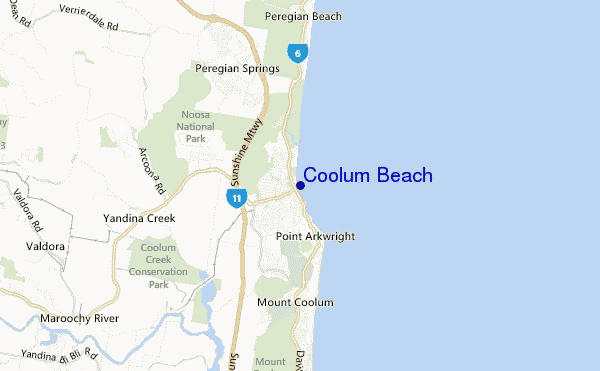 mapa de localização de Coolum Beach