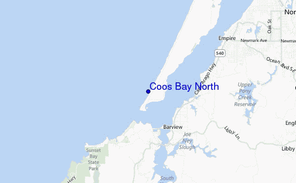 mapa de localização de Coos Bay North