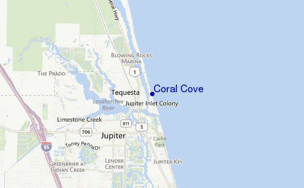 mapa de localização de Coral Cove