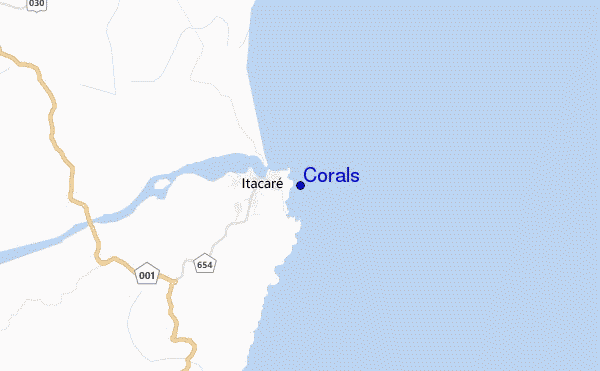 mapa de localização de Corals