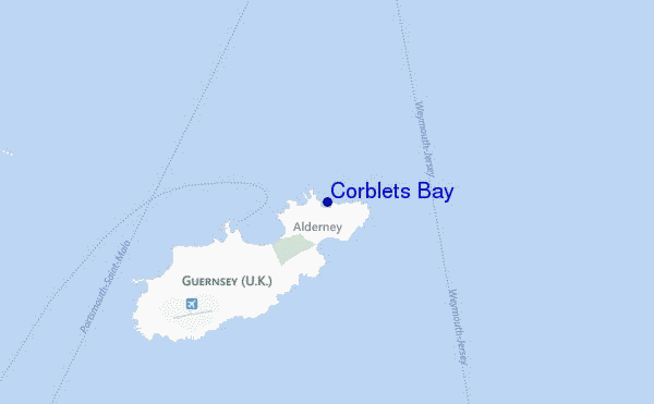 mapa de localização de Corblets Bay