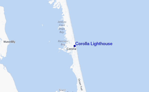 mapa de localização de Corolla Lighthouse