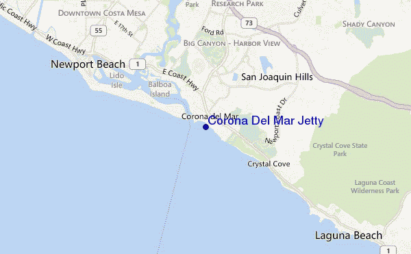 mapa de localização de Corona Del Mar Jetty