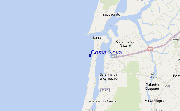 mapa de localização de Costa Nova