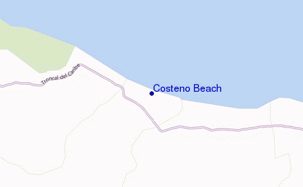 mapa de localização de Costeño Beach