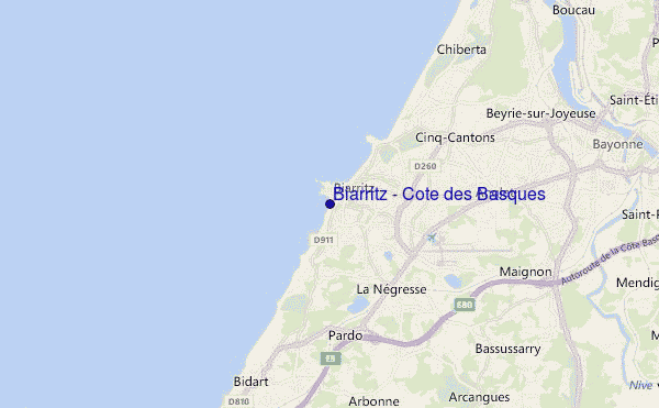 mapa de localização de Biarritz - Cote des Basques