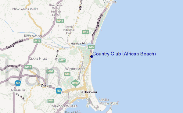 mapa de localização de Country Club (African Beach)