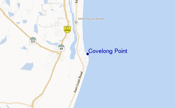 mapa de localização de Covelong Point