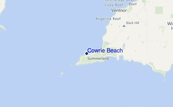 mapa de localização de Cowrie Beach